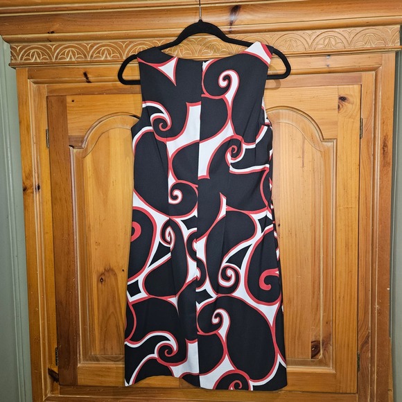 Dress Barn Black Red White Sleeveless Sheath‎ Dress Size 8 - Picture 2 of 7